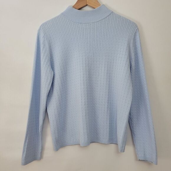 Vintage Baby Blue Cableknit Turtleneck Sweater - Picture 1 of 6